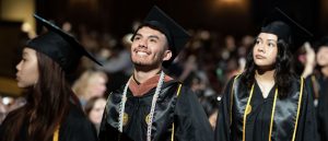 Graduating students in regalia