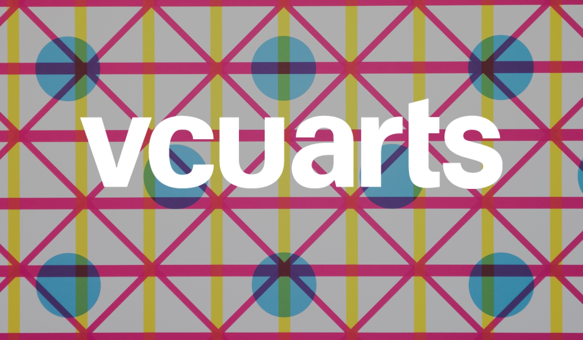 Decorative image behind a white vcuarts logo