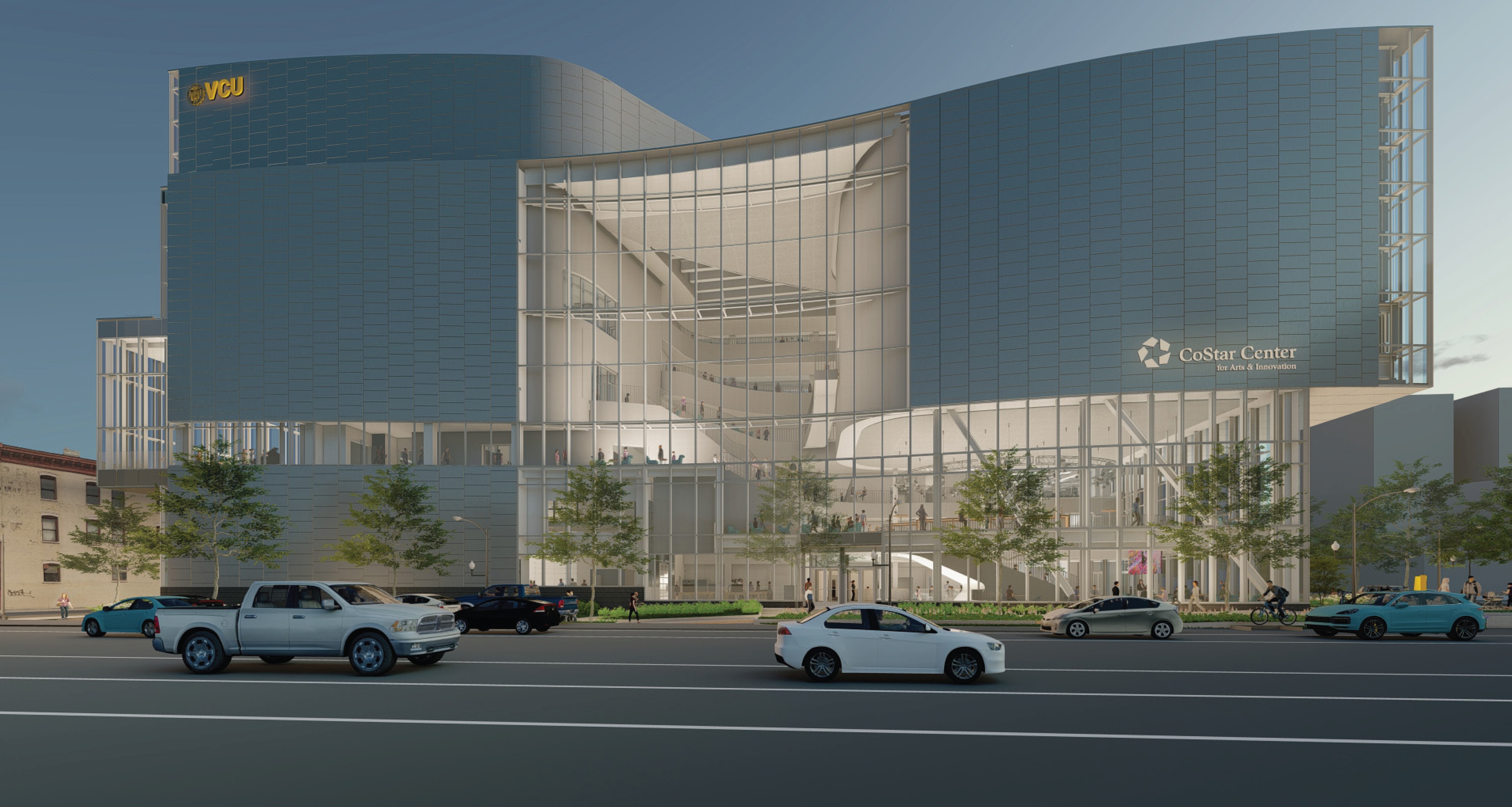 Exterior rendering of the Costar Center for Arts and Innovation building