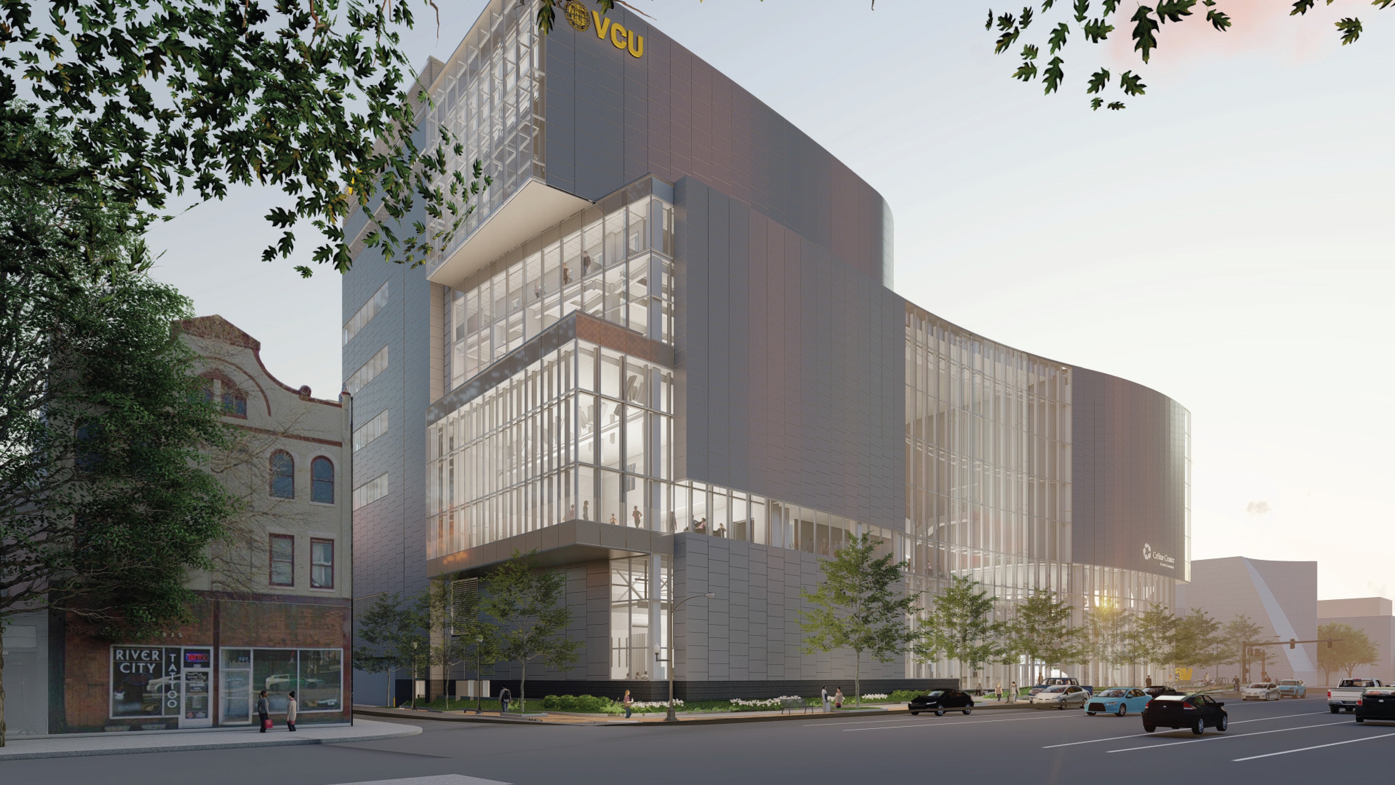 Exterior rendering of CoStar Center for Arts and Innovation building