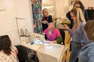 VCUarts fashion alum Jonathan Bennett teaching a Slipcover Summit workshop for Workroom Tech in Richmond, Virginia.